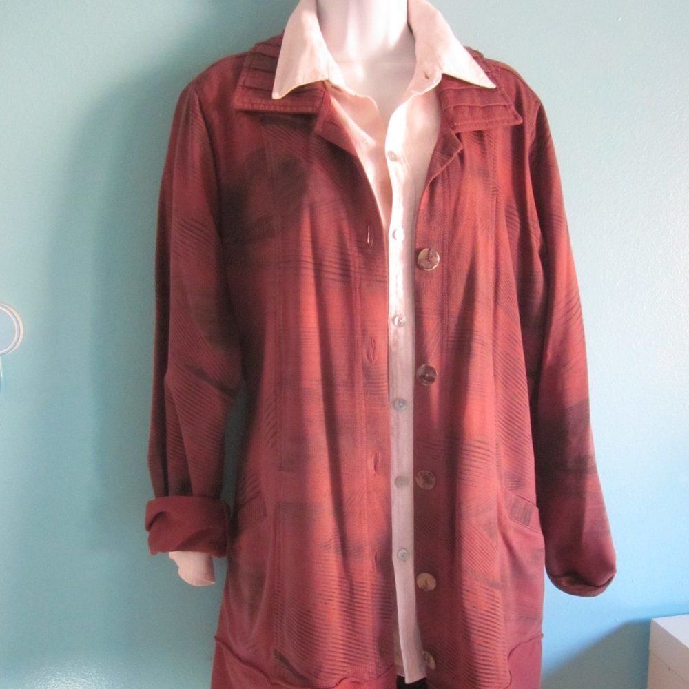 Color Me Cotton CMC Womens Size XL Vintage 80’s Long Cardigan Button Up Jacket